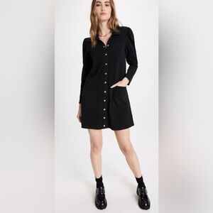 NWT Nation LTD Surplus Brooks Black Retro Snap Long Sleeve Above Knee Dress M